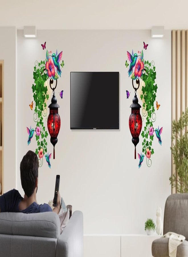 DivineDesigns ملصقات جانبية للتلفزيون من تصميم DivineDesigns على شكل أغصان فانوس أحمر - Image 2